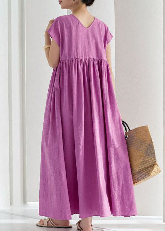 Vintage Rose Wrinkled Patchwork Cotton Long Dresses Summer LY1313