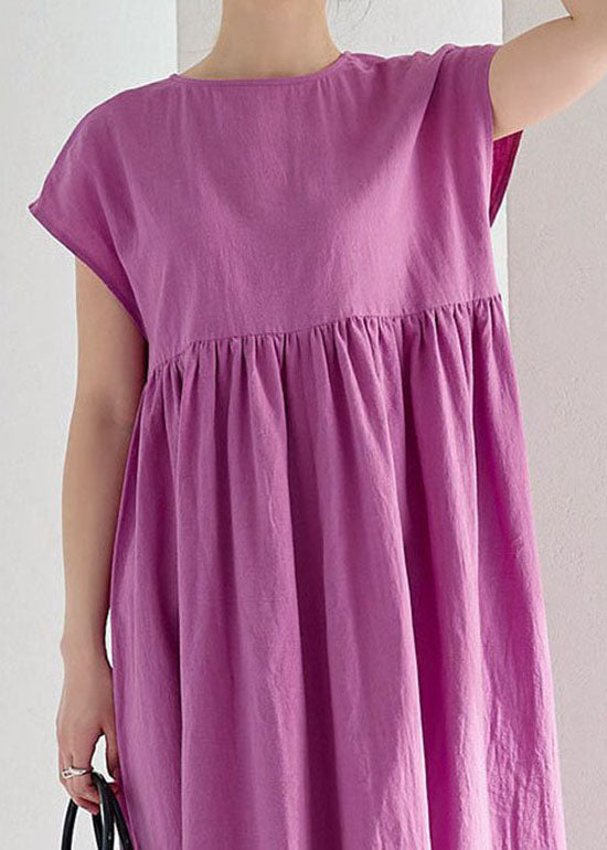 Vintage Rose Wrinkled Patchwork Cotton Long Dresses Summer LY1313