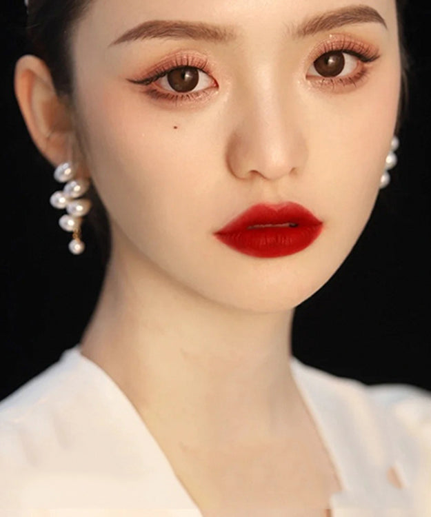 Vintage White Alloy Pearl Stud Earrings LY1784