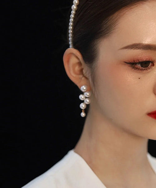 Vintage White Alloy Pearl Stud Earrings LY1784