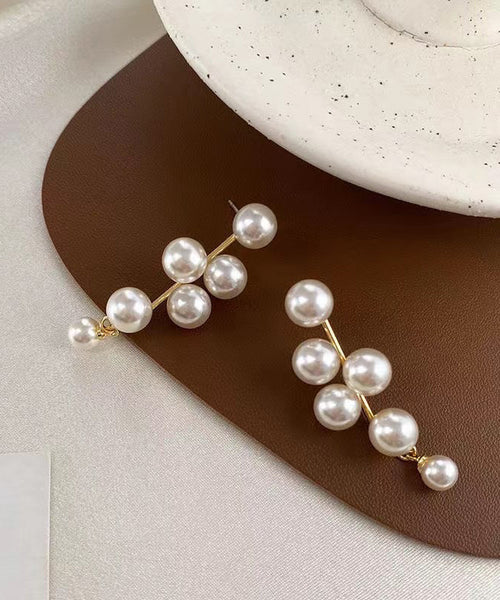 Vintage White Alloy Pearl Stud Earrings LY1784