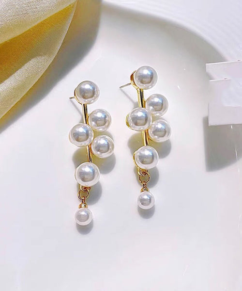 Vintage White Alloy Pearl Stud Earrings LY1784