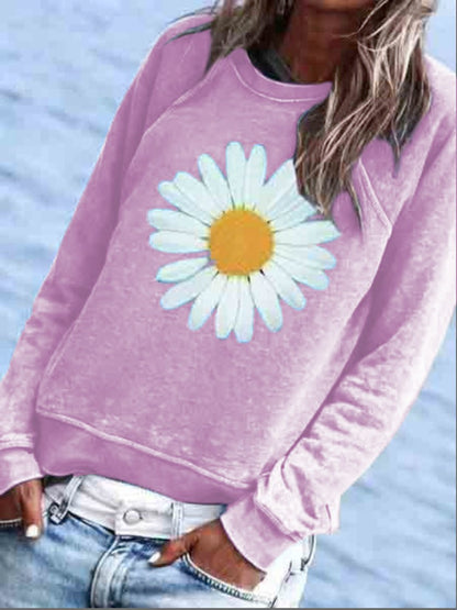 Women Casual Floral Crew Neck Hoodies &amp; Sweatshirt QAL23