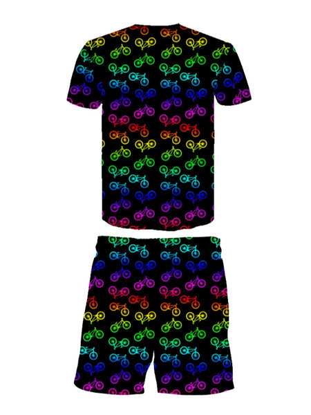 Men Gradient Bicycle Print Shorts Set AR70128
