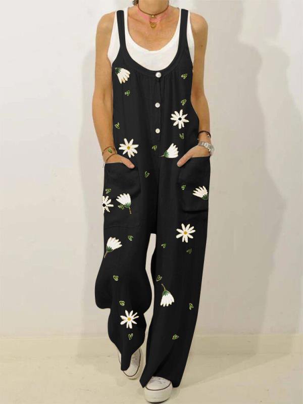 Casual vintage printed jumpsuit FE10016