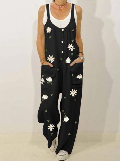 Casual vintage printed jumpsuit FE10016