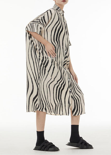 White Zebra Pattern Cotton Holiday Dresses Peter Pan Collar Summer LC0126