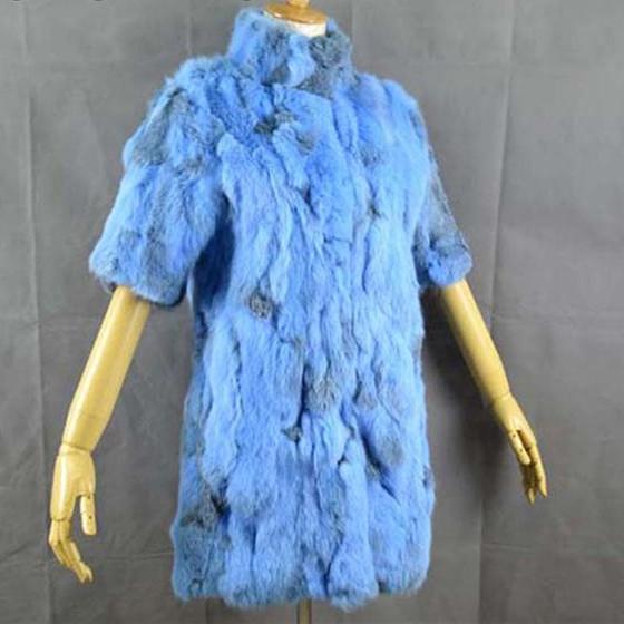 Rabbiat Fur Coat With Short Sleeve DO394 - Furdela Wholesale
