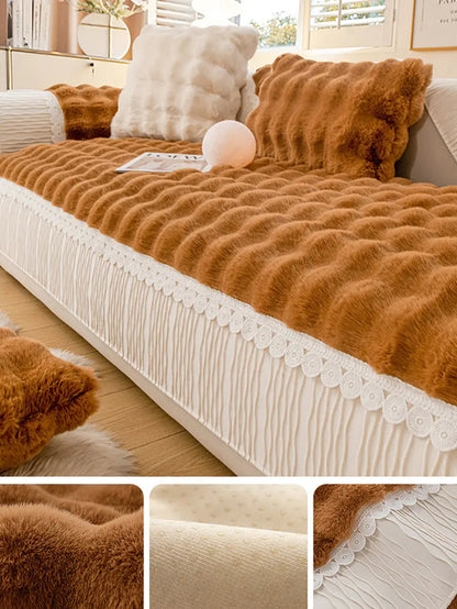 Winter Warm Rabbit Plush Lacework Thick Soft Cushion Ada Fashion