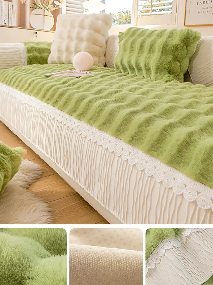 Winter Warm Rabbit Plush Lacework Thick Soft Cushion Ada Fashion