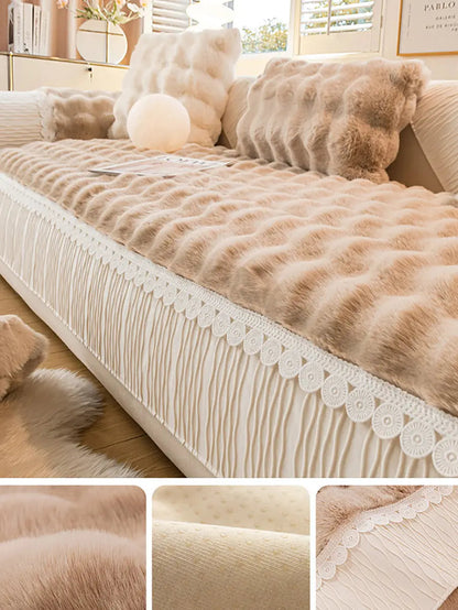 Winter Warm Rabbit Plush Lacework Thick Soft Cushion Ada Fashion