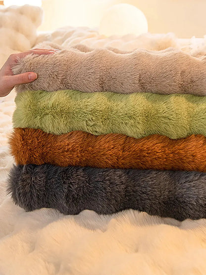 Winter Warm Rabbit Plush Lacework Thick Soft Cushion Ada Fashion