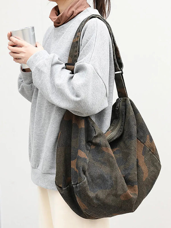 Women Artsy Camouflage Washed Shoulder Bag Crossbody Bag Ada Fashion