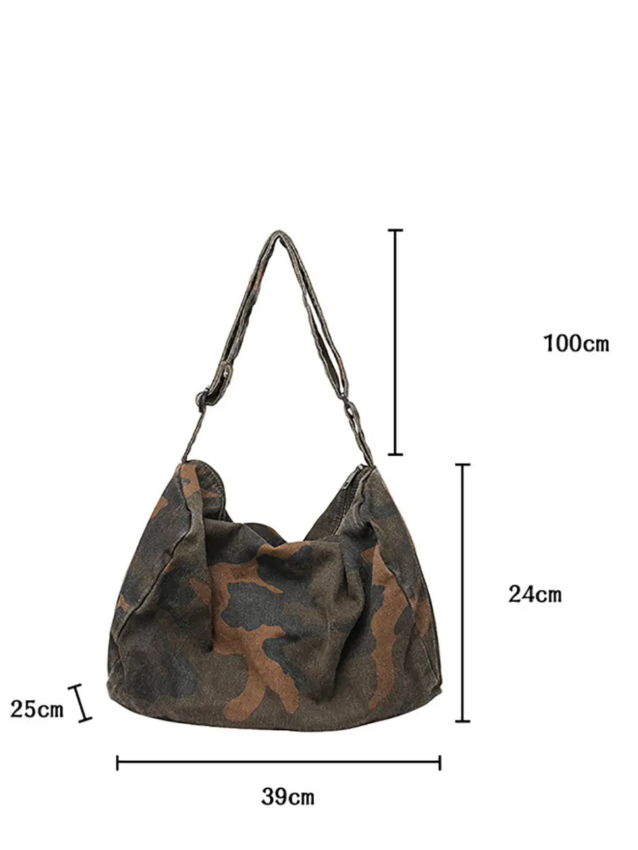 Women Artsy Camouflage Washed Shoulder Bag Crossbody Bag Ada Fashion