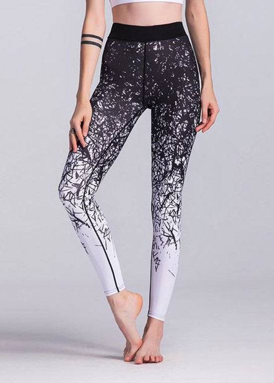 Women Black Print Slim Jogging Cotton Pants Spring LY1933