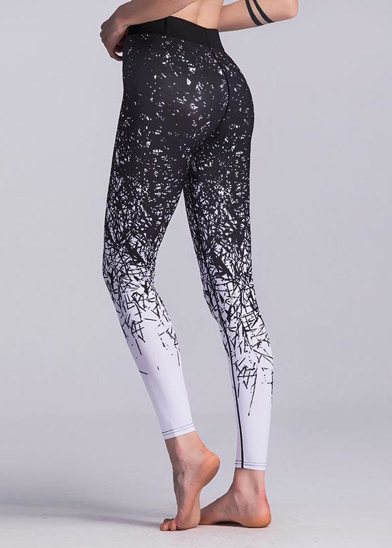 Women Black Print Slim Jogging Cotton Pants Spring LY1933