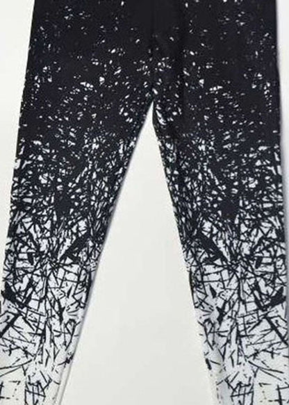 Women Black Print Slim Jogging Cotton Pants Spring LY1933