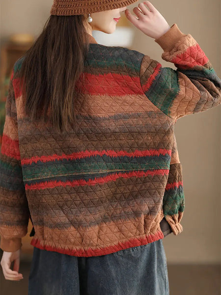 Women Casual Spring Colorblock Loose Coat Ada Fashion