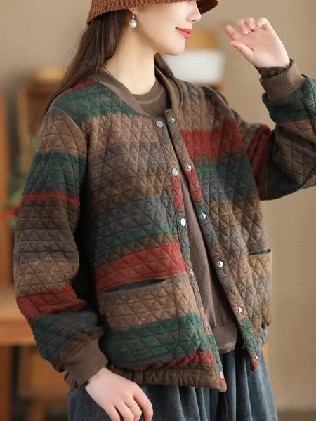 Women Casual Spring Colorblock Loose Coat Ada Fashion