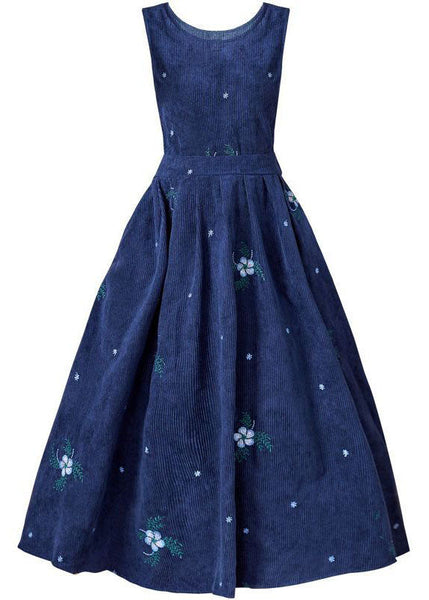 Women Embroideried Slim Fit Corduroy A Line Dress Two Pieces Set Spring AC2032