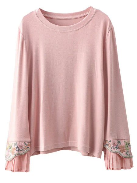 Women Ethnic Flare Sleeve Embroidery Spring Shirt Ada Fashion