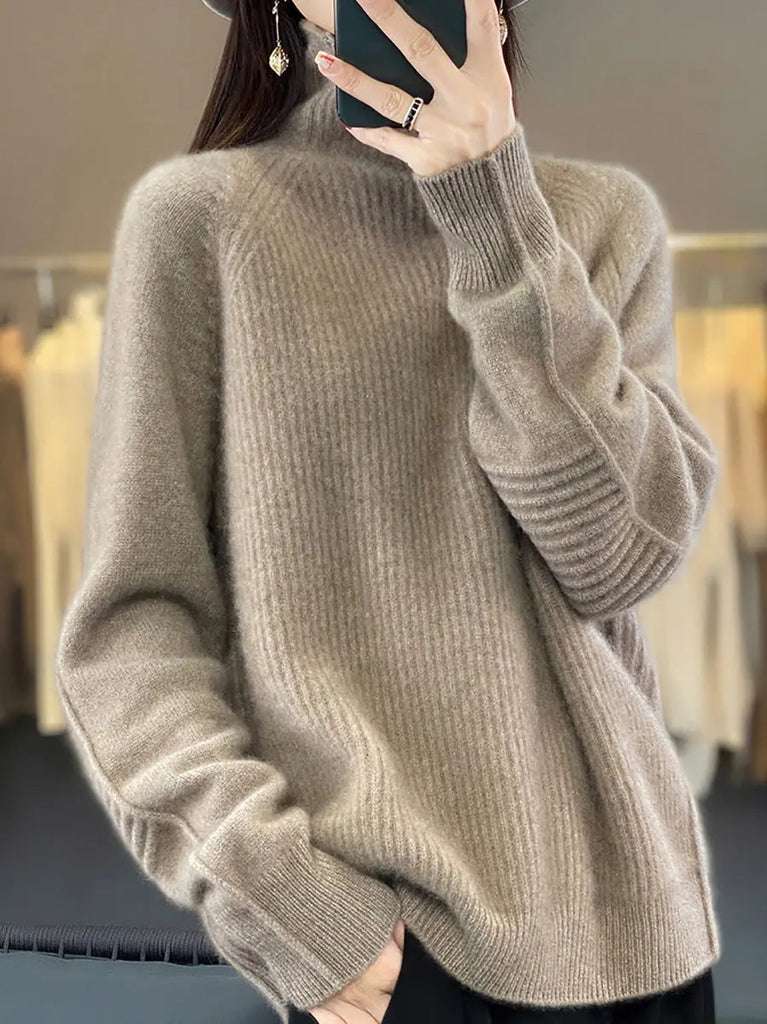 Women Fashion Winter Wool Turtleneck Solid Sweater Ada Fashion