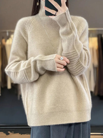 Women Fashion Winter Wool Turtleneck Solid Sweater Ada Fashion