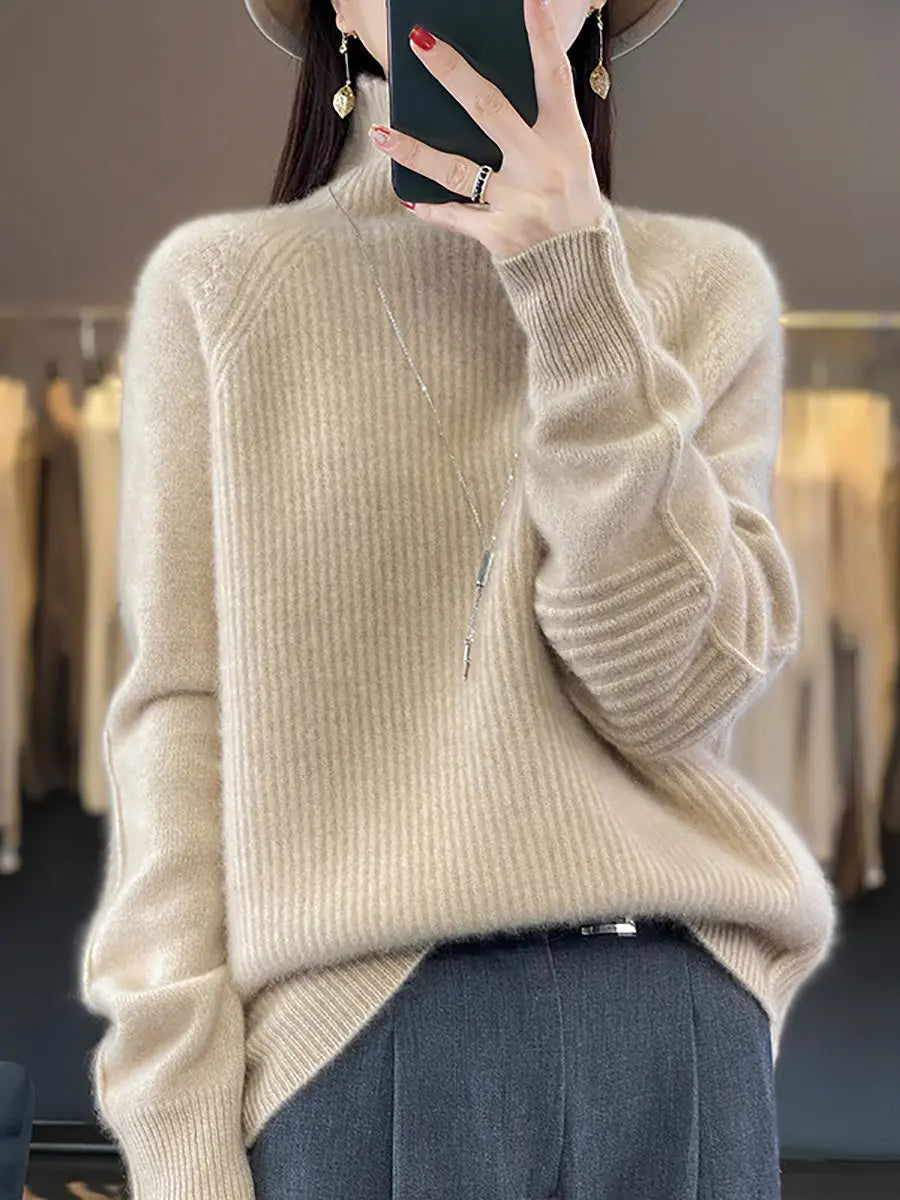 Women Fashion Winter Wool Turtleneck Solid Sweater Ada Fashion