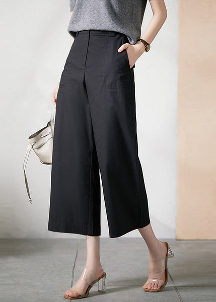 Women Khaki High Waist Button Crop Pants Summer LY1736