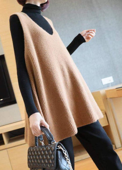 Women Mulberry V Neck Oversized Knit Vest Tops Sleeveless LY1437