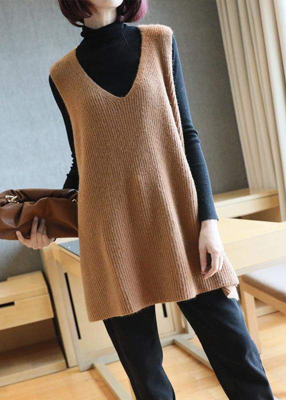 Women Mulberry V Neck Oversized Knit Vest Tops Sleeveless LY1437