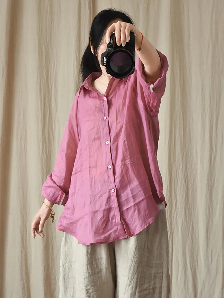 Women Spring Summer Ramie Sunproof Long Sleeve Shirt Ada Fashion