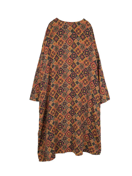 Women Spring Vintage Flower Spliced Loose Dress Ada Fashion