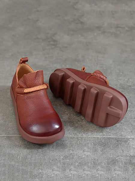 Women Spring Vintage Genuine Leather Solid Shoes Ada Fashion