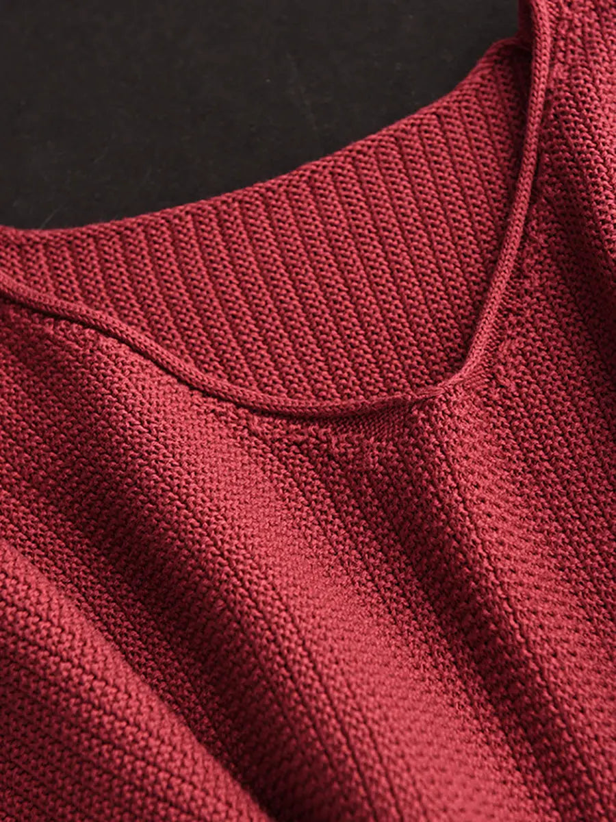 Women Spring Vintage Patch Spliced Knitted Sweater Ada Fashion