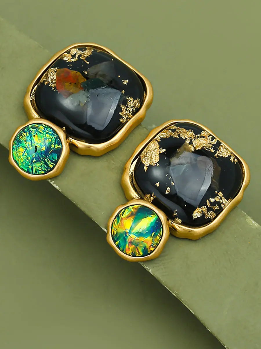 Women Vintage Copper Resin Sliver Earrings Ada Fashion