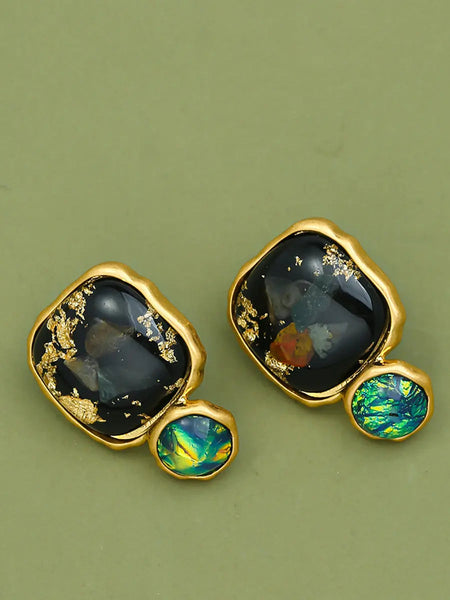 Women Vintage Copper Resin Sliver Earrings Ada Fashion