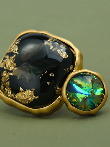 Women Vintage Copper Resin Sliver Earrings Ada Fashion