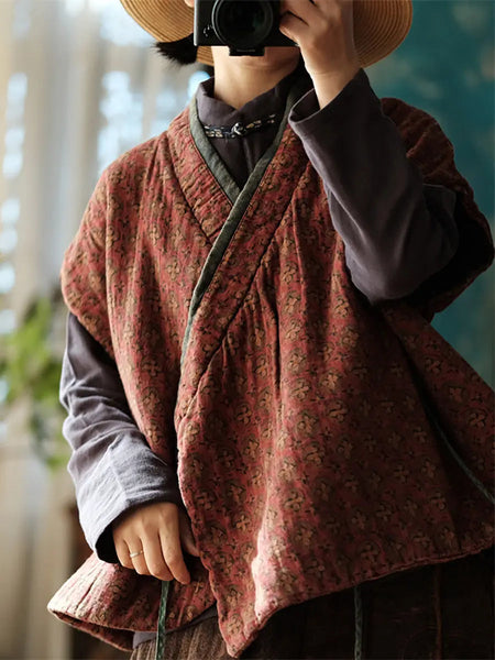 Women Vintage Floral Cotton Vest Ada Fashion