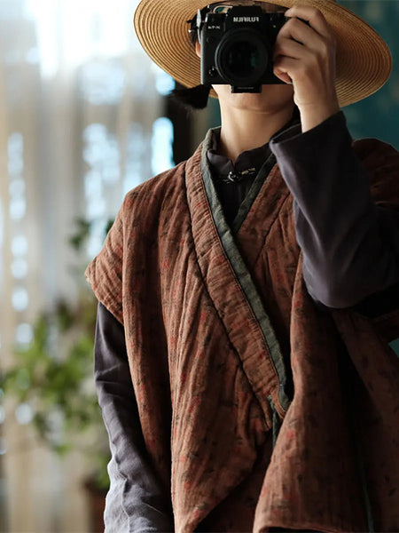 Women Vintage Floral Cotton Vest Ada Fashion