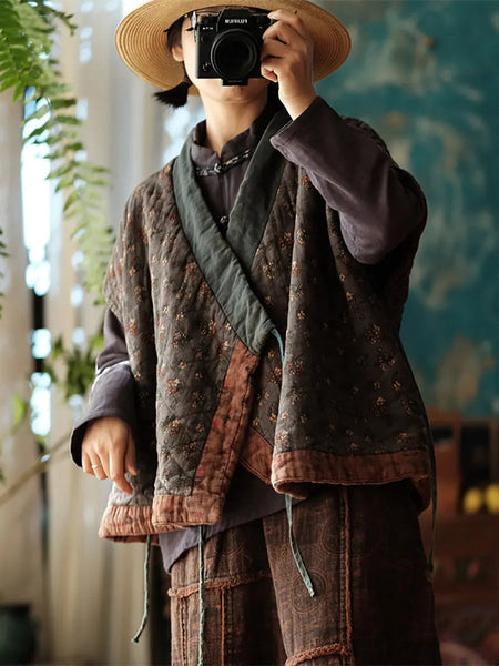 Women Vintage Floral Cotton Vest Ada Fashion