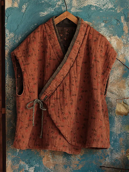 Women Vintage Floral Cotton Vest Ada Fashion