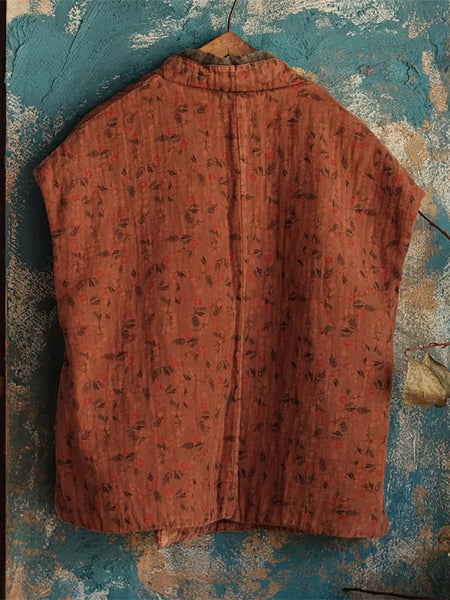 Women Vintage Floral Cotton Vest Ada Fashion