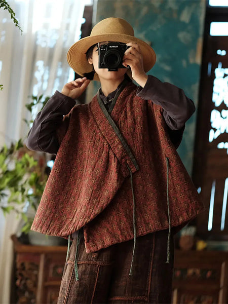 Women Vintage Floral Cotton Vest Ada Fashion