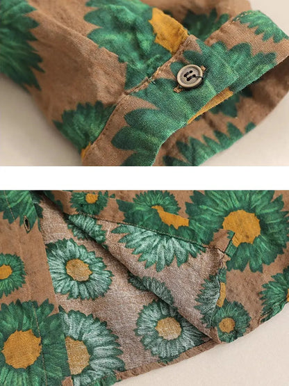 Women Vintage Floral Spring Cotton Loose Shirt Ada Fashion