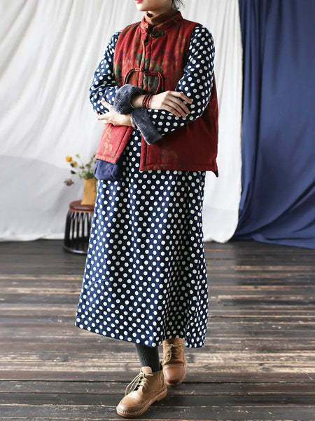 Women Vintage Flower Print Cotton Padded Coat Ada Fashion