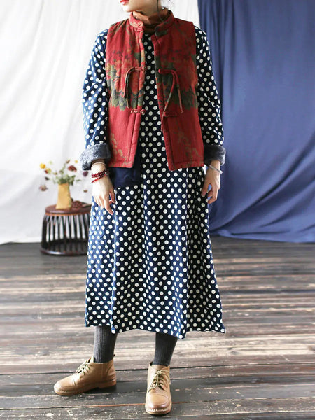 Women Vintage Flower Print Cotton Padded Coat Ada Fashion