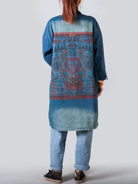 Women Vintage Spring Frayed Denim Coat Ada Fashion