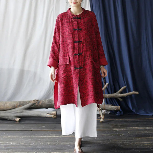 Women Vintage Spring Split Hem Batwing Sleeve Long Shirt Ada Fashion