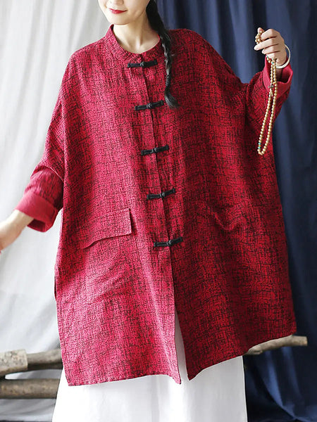 Women Vintage Spring Split Hem Batwing Sleeve Long Shirt Ada Fashion